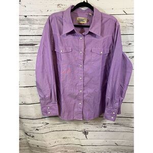 Schmidt Women’s Workwear Top Purple with Pearl Buttons Size 2X